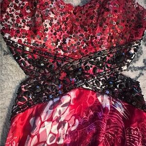 Red and Black Sequin Dress